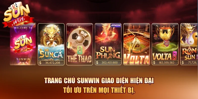 Trang chủ Sunwin giao diện hiện đại tối ưu trên mọi thiết bị.
